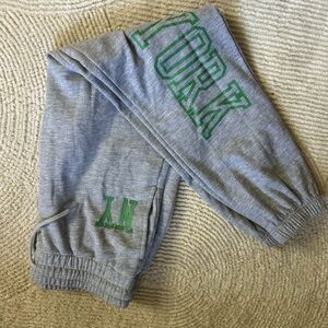 Gray sweatpants with Green Print